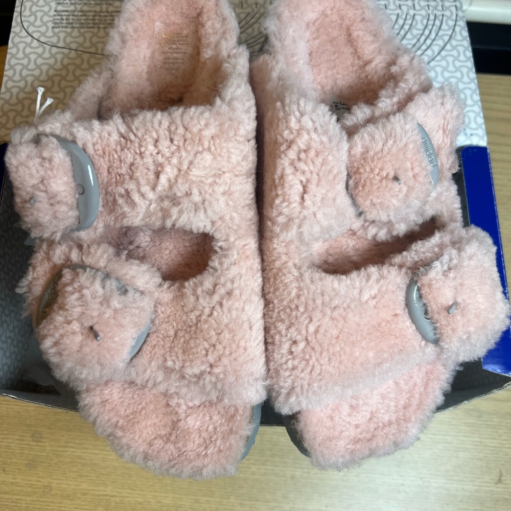 Birkenstock Papillio Arizona Big Buckle Shearling Teddy Crystal Rose 36